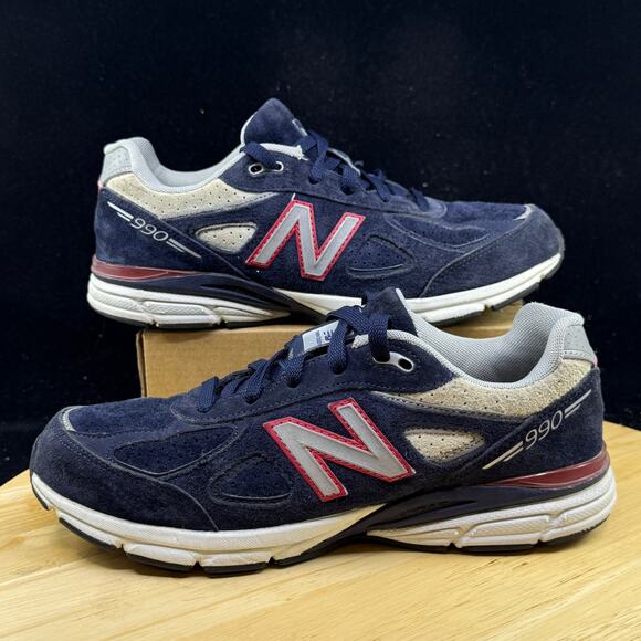 New Balance Other - New Balance Kids 990v4 Running Suede Navy Gray KJ9904TG Size 7